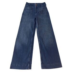 Maeve The Colette Jeans Women 23 Blue Wide Leg High Rise Patch Pocket